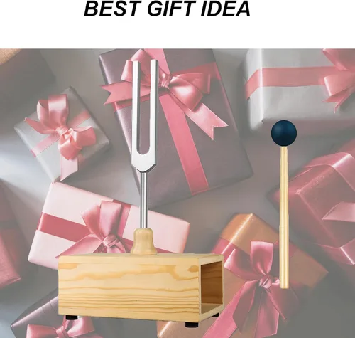 Miniatura 5 de MIMIRACLE Juego de diapasón de 432 Hz con elegante resonador de madera, ideal para meditación y relajación