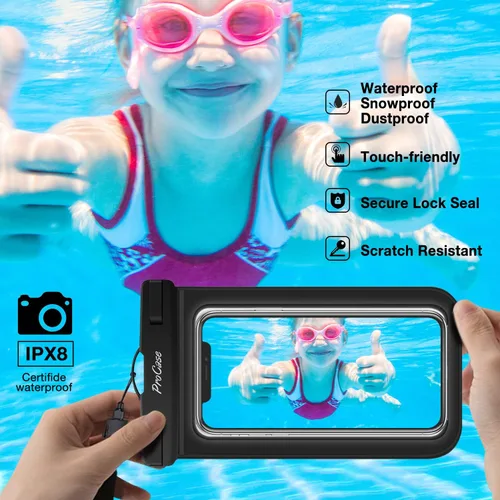 Miniatura 4 de ProCase Funda impermeable para iPhone 17 Air 16 15 14 13 12 11 Pro Plus Max Mini Xs XR X 8 7 Galaxy S23 S22 S21 Ultra Note funda negra bajo el agua