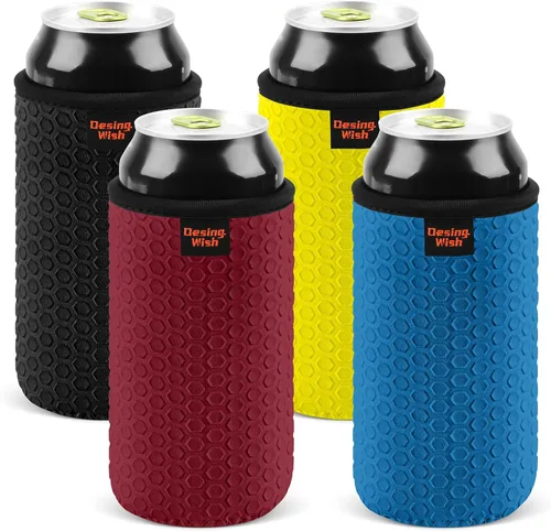 Miniatura 13 de 4 paquetes de fundas aisladas para latas delgadas de 12 onzas, con relieve en panal, fundas aisladas de neopreno para latas delgadas de refresco