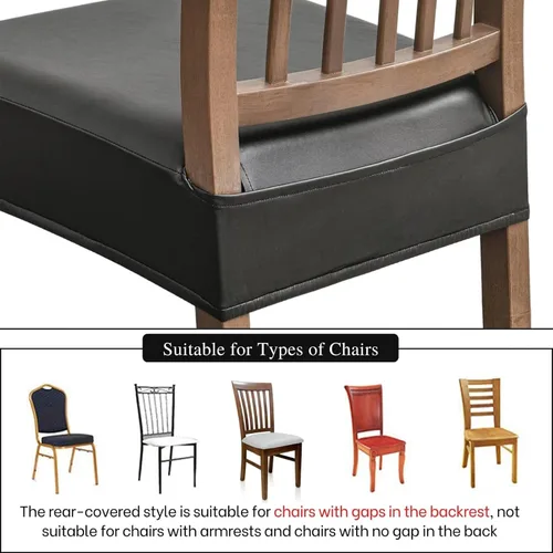 Miniatura 4 de NILUOH Fundas impermeables para sillas de comedor, juego de 6, fundas de asiento de cuero PU para sillas de comedor, fundas de asiento extraíbles