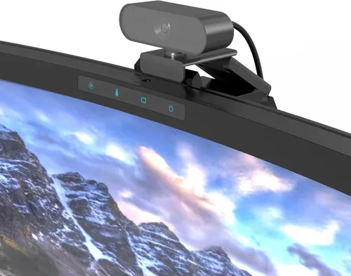 Miniatura 4 de Barra de luz curva para monitor ONWAY con control remoto inalámbrico, barra de luz para monitor con atenuación automática y base para cámara