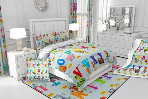 Miniatura 8 de jejeloiu Juego de edredón educativo para niños, tamaño King, juego de ropa de cama con números del alfabeto ABC para niños y niñas pequeños