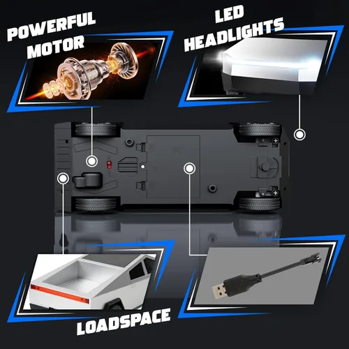 Miniatura 2 de Coche de control remoto, escala de autos RC 1:24, vehículo eléctrico todo terreno, luces LED, juguetes de automóvil, camiones monstruo, regalo