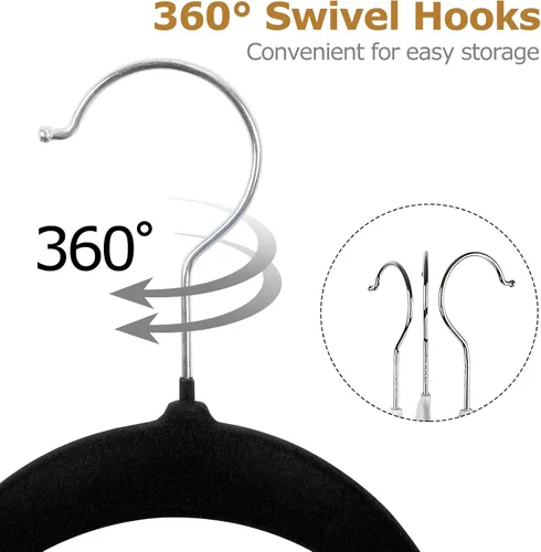 Miniatura 5 de SUPER DEAL Paquete de 100 perchas de terciopelo de alta calidad, delgadas, antideslizantes, con muescas para trajes, abrigos, pantalones, vestidos