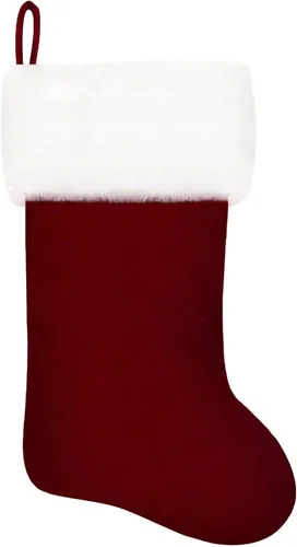 Miniatura 144 de Calcetines de Navidad bordados de 20 pulgadas con monograma, terciopelo negro con puño de felpa blanca supersuave, adornos clásicos para decoración
