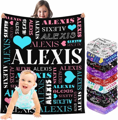 Miniatura 20 de InterestPrint Manta de bebé personalizada con nombre, lindo muñeco de nieve negro, manta personalizada con nombre para niños, niñas, niños, manta