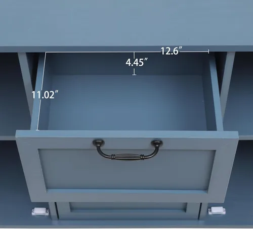 Miniatura 6 de LUMISOL Aparador de buffet, armario de almacenamiento de madera maciza con 2 puertas y 3 cajones, mesa consola retro con almacenamiento para Azul