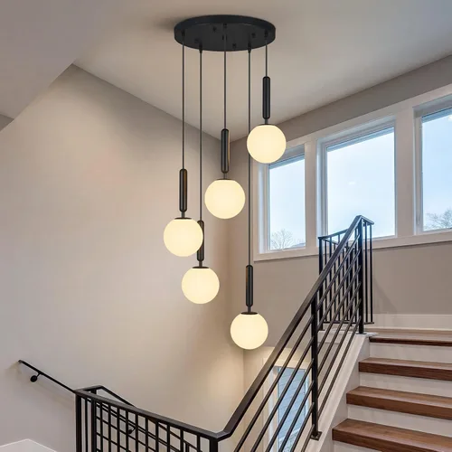 Miniatura 14 de Lámpara Colgante Moderna Accesorio de Iluminación Colgante para Isla de Cocina Luces Colgantes Doradas de Mediados de Siglo con Globo de Vidrio Oro
