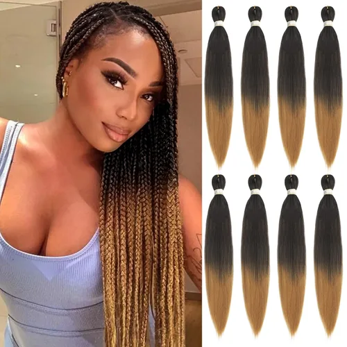 Miniatura 31 de Beyond Beauty - Trenzas preestiradas de cabello profesional sin picazón, ajuste de agua caliente, fibra sintética, textura Yaki, extensiones