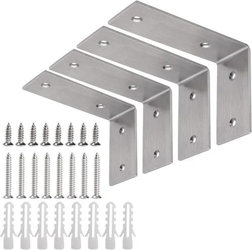 Miniatura 15 de YUMORE Soporte de Esquina en L, 6 Piezas, Junta de 65x65mm, Soportes de Ángulo Recto de 90 Grados, Acero Inoxidable Resistente para Estantes