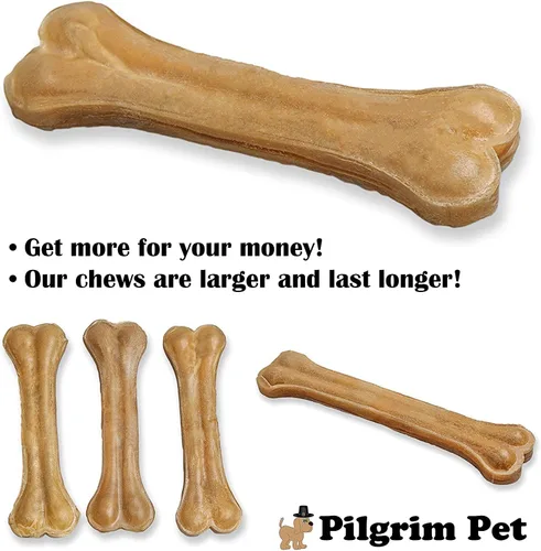 Miniatura 4 de Dog Bones - Paquete de 5 huesos de cuero crudo comprimido natural para masticadores agresivos, cero sabores, conservantes, golosinas seguras
