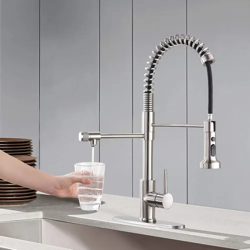 Miniatura 2 de Grifo de fregadero de cocina, grifo de filtración de agua abatible, filtro de barra, níquel cepillado, acero inoxidable, PB1017