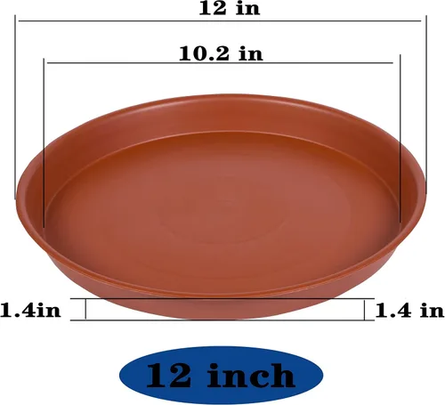 Miniatura 2 de Paquete de 6 platillos para plantas de 12 pulgadas, platillo de plástico resistente redondo de 12 pulgadas, bandeja para macetas, platillos