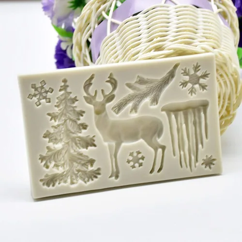 Miniatura 2 de Moldes de chocolate de Navidad, molde de silicona 3D, diseño de ciervos con temática de Navidad, molde de fondant, molde de copo de nieve para hacer