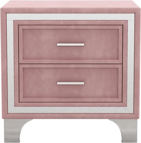 Mesita de noche de terciopelo con 2 cajones, mesa auxiliar con almacenamiento, cómoda pequeña, muebles de mesita de noche, mesita de noche con patas