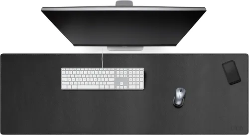 Miniatura 26 de Cacoy Tapete de escritorio de cuero, 70.8 x 24 pulgadas, tamaño mega, extendido, tapete de escritorio profesional para escritorio completo, Negro