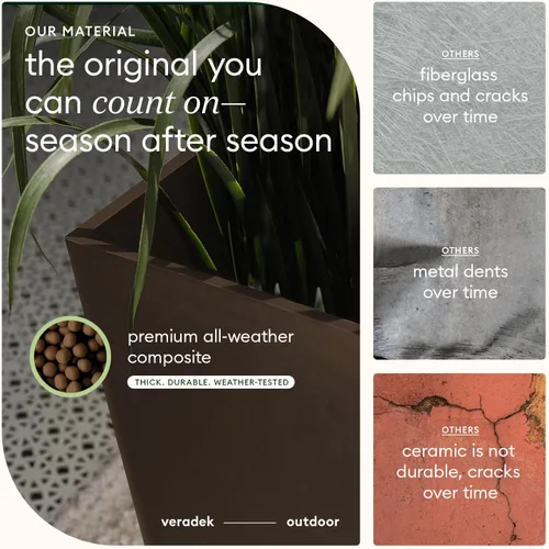 Miniatura 7 de Veradek V-Resin - Maceta cónica para interior/exterior (26 pulgadas, color espresso)