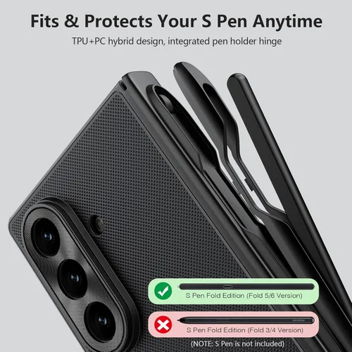 Miniatura 5 de Nillkin Funda para Samsung Galaxy Z Fold 7 con soporte para S Pen (compatible con MagSafe), protección de bisagra, protector de pantalla HD, textura