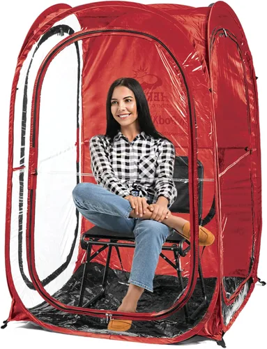 WeatherPod® Pop-Up Sports Tent 1-2 Person – Instant Setup MyPod™ Original Shark Tank All-Weather Shelter for Outdoor Sports, Rain, Wind & Cold Rojo