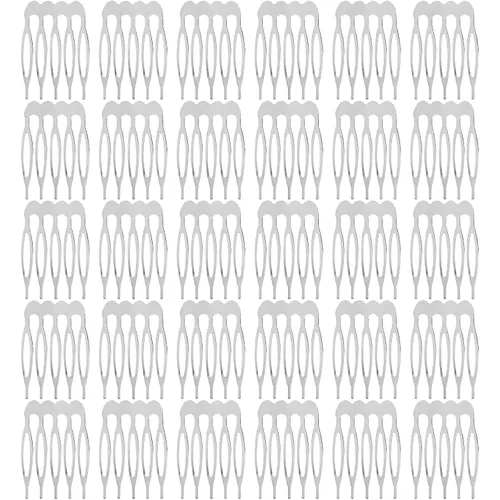 Cinaci 30 peines laterales pequeños de metal plateado para manualidades, 5 dientes, para boda, velo de novia, tocados, pinzas para el cabello de