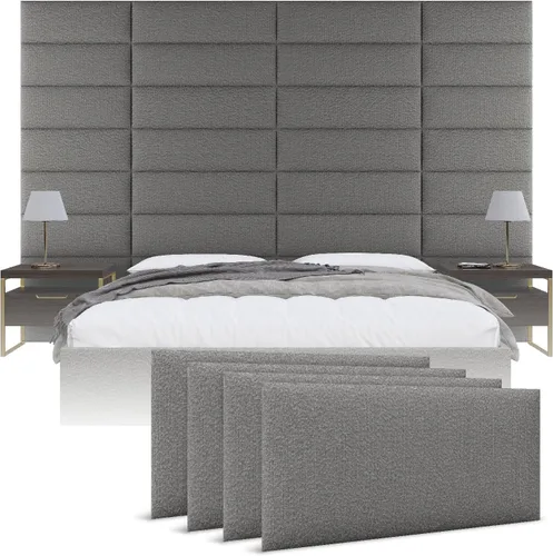 Miniatura 36 de Cabeceras tapizadas Vänt - Paneles de pared para montar en la pared tamaño Queen/Full - Champán neutro metálico - Juego de 4 paneles