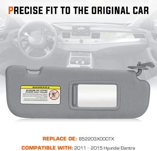 Miniatura 2 de Youxmoto para Hyundai Elantra Visor solar gris para lado del conductor izquierdo y lado del pasajero derecho, reemplazo para Hyundai Elantra 2011