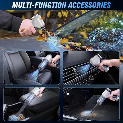 Miniatura 5 de Aspiradora para automóvil, 15000 Pa de mano, recargable, aspiradora húmeda y seca, 120 W de alta potencia para automóvil, mascota, hogar, oficina