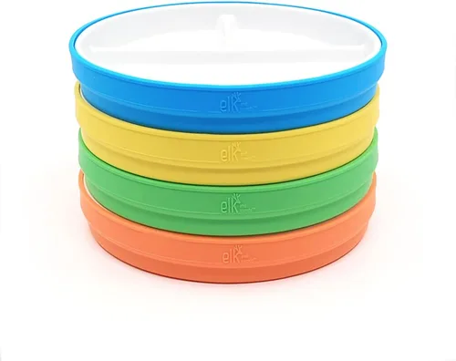 Miniatura 11 de Elk and Friends platos para niños de porcelana divididos de 6.7" con fundas de silicona Adecuados para bebés/niños/niños pequeños Apto