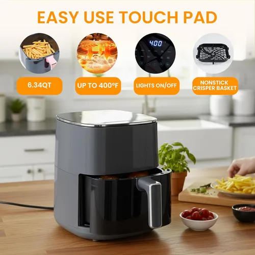Miniatura 4 de HealSmart Horno freidora de aire 12 en 1, horno de convección digital de 6.34 cuartos de galón con ventana visible y 1700 W, freír al aire, asar