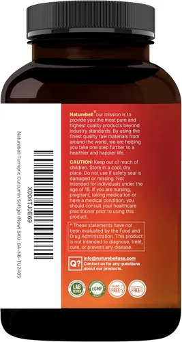Miniatura 7 de Suplemento de curcumina de cúrcuma con pimienta negra y jengibre, 95% curcuminoides, 240 cápsulas blandas con aceite MCT para una mejor absorción