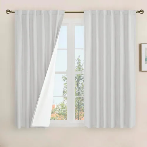 Miniatura 66 de LAMIT Cortinas de lino natural 100 % opacas para ventana, para dormitorio, 45 pulgadas, cortinas térmicas con textura de lino estilo granja