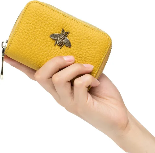 Miniatura 6 de imeetu - Tarjetero de cuero con cremallera y contra identificación por radiofrecuencia (RFID) pequeño, cartera para mujer