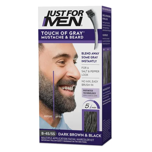 Tinte para hombres con canas también para la barba y el bigote, Castallo oscuro, negro de Just for men, paquete de de 1, Marrón oscuro y negro