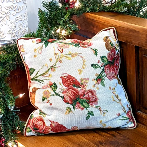 Tache 6250-CC - Funda de cojín tejida para cojín festivo con diseño floral de Navidad, diseño floral, color rojo, 1 pieza de 16 x 16 pulgadas