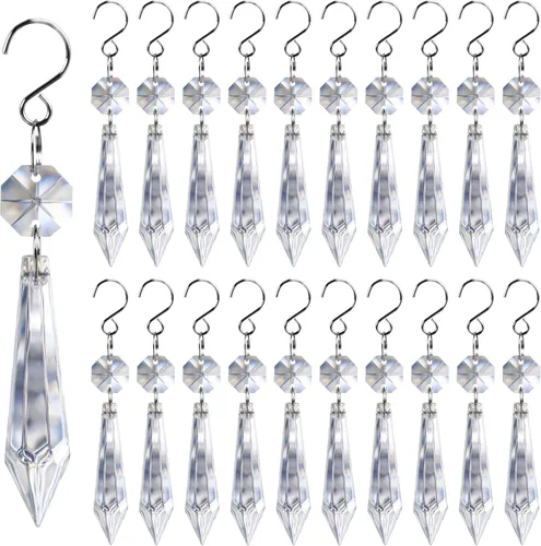 Miniatura 11 de 25 piezas de 55 mm de cristales de colores para candelabros con ganchos, guirnalda de cristal atrapasoles con cuentas de cristal octogonales