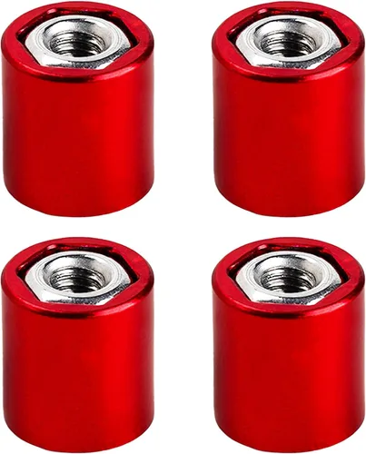 Miniatura 2 de DJX 4 piezas de aluminio M2 tuerca de rueda tuerca central tuerca de bloqueo para Axial SCX24 AXI90081 AXI00004 Jeep C10 actualizaciones 1/24 RC Rojo
