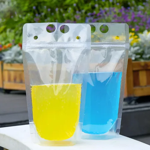 Miniatura 9 de Ozera Bolsas para bebidas, 100 bolsas reutilizables de 16 onzas para adultos, bolsas resistentes para adultos con embudo de pajita, bolsas de jugo