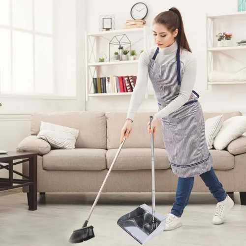 Miniatura 4 de BESTonZON Recogedor de acero inoxidable, recogedor resistente de 30 pulgadas con mango largo, vertical de metal resistente para cocina y hogar