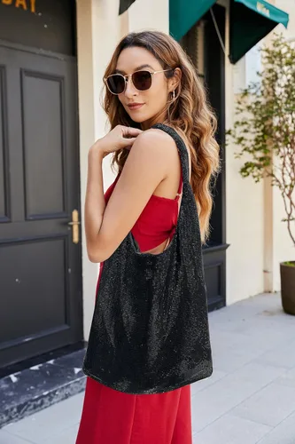 Miniatura 2 de Beilaidisi Bolso de mano con lentejuelas para mujer, con brillantina, bolso de hombro brillante grande