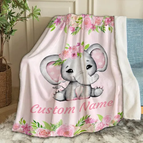 Miniatura 29 de Manta de bebé personalizada con nombre, manta personalizada con nombre de elefante, regalos para recién nacidos, mantas súper suaves para cama