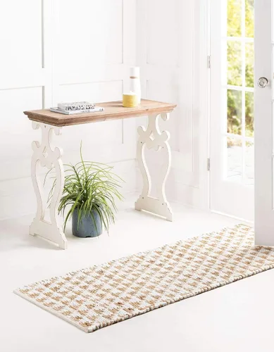 Miniatura 3 de Unique Loom Chindi Jute Collection - Alfombra de área (2 pies 2 pulgadas x 6 pies 1 pulgada, blanco/natural)