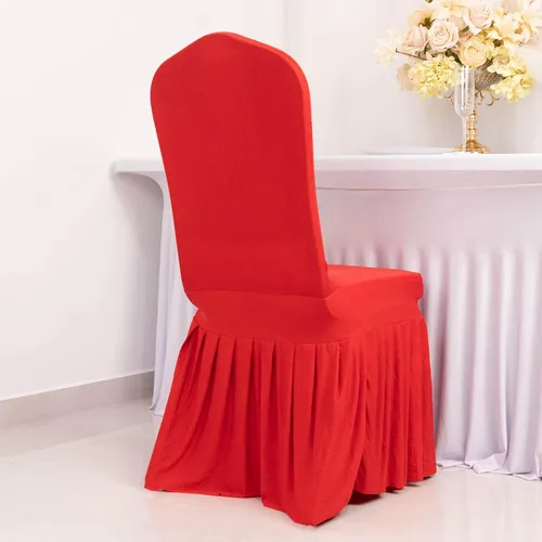 Miniatura 15 de Efavormart 1 juego de fundas para sillas de banquete con volantes y falda plisada de spandex blanco, fundas elásticas lavables con bolsillos