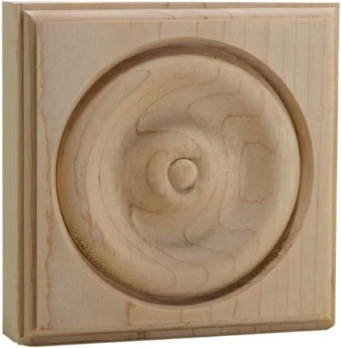 Miniatura 3 de EWAP40 Rosette Casing Corner Block 1" x 4" Cuadrado Sin Terminar, Cereza