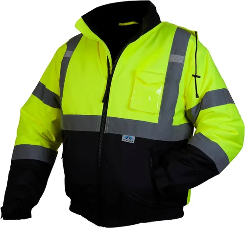 Miniatura 2 de Pyramex RJ32 Series Waterproof Hi-Vis Orange Lime Bomber Jacket with Quilted Lining - Size Large verde lima (Hi Vis Lime)