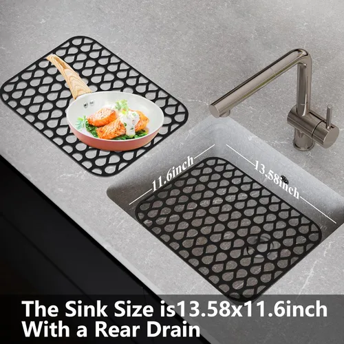 Miniatura 5 de Protectores de fregadero para fregadero de cocina, 2 piezas de alfombrilla de cocina de silicona de 13.58"x11.6", protector inferior antideslizante