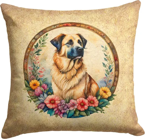 Miniatura 135 de Caroline's Treasures DAC2072PW1414 Affenpinscher and Flowers - Almohada decorativa de tela, lavable a máquina, para interiores y exteriores
