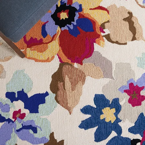 Miniatura 7 de SAFAVIEH Four Seasons Collection FRS509D - Alfombra floral con gancho a mano (3 pies 6 pulgadas x 5 pies 6 pulgadas), color marfil/multi