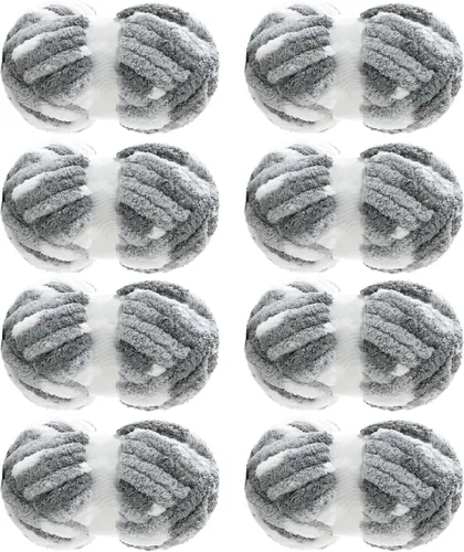 Miniatura 26 de MABOZOO Hilo Grueso Tie Dye para Tejer a Ganchillo Paquete de 8, Hilo de Chenilla Jumbo Esponjoso, Hilo de Felpa Suave Voluminoso, Hilo Gigante