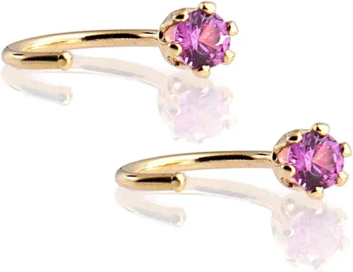 Miniatura 61 de Half Huggie Birthstone Gold Hoop Earrings for Women Tiny Cartilage Stud Piercing Earring Hypoallergenic Earring Screw Back Dainty Hug