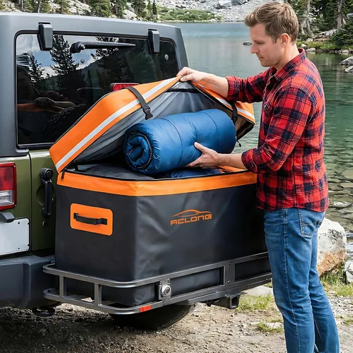 Miniatura 7 de Bolsa de transporte de carga de montaje en enganche, carcasa suave impermeable de 20 pies cúbicos, universal para camioneta con cesta de enganche, 8